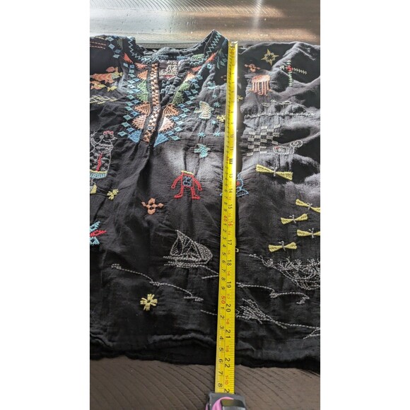 Johnny Was Pete Greta Seraphina Embroidered Top XS Boho Henley Artsy Colorful - Picture 9 of 9